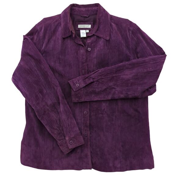 Coldwater Creek Purple Plum Suede Button Up Jacket Fully Lined Women's Size L - Picture 1 of 8